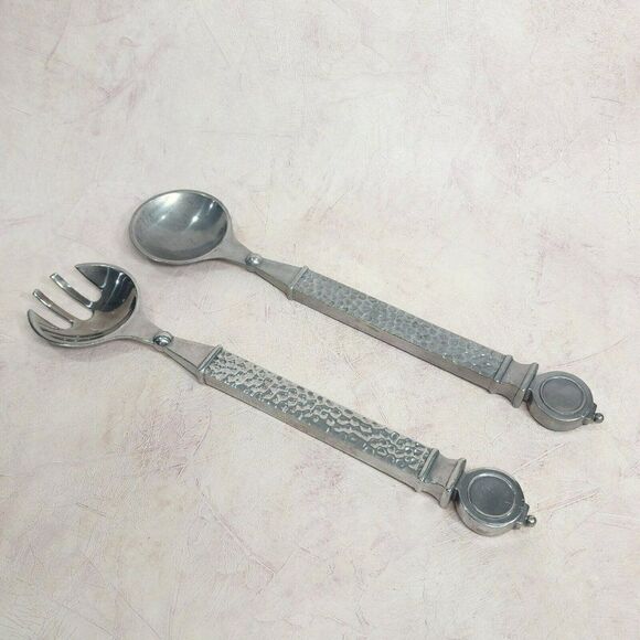 Southern Living At Home Conroy Salad Servers Set Hammered Handle - Picture 1 of 9